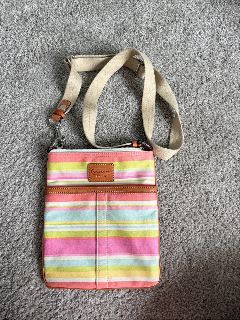 Coach Hampton Pastel Stripe Crossbody Bag